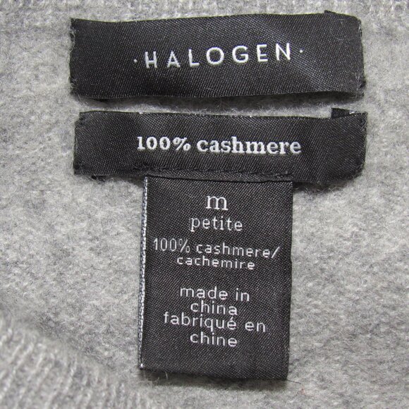 Halogen Gray 100% Cashmere High Low Crew Neck Sweater Women's PM Petite Medium - Picture 9 of 9